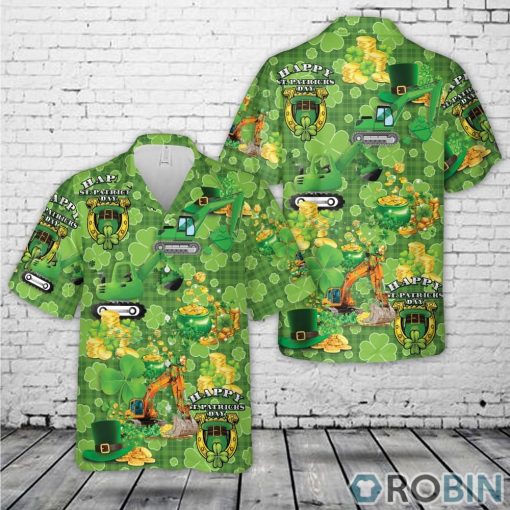 Excavator St Patrick’s Day Hawaiian Shirt