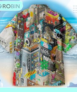 Explore the pixel-style New York Times Square Hawaiian shirt