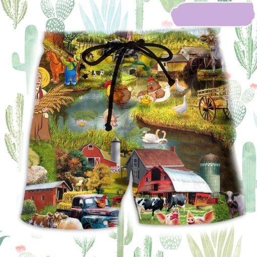 Farm Love Awesome Animals Beach Short, Gift for Holiday Summer