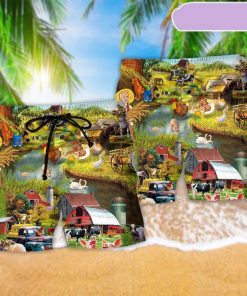 Farm Love Awesome Animals Beach Short, Gift for Holiday Summer