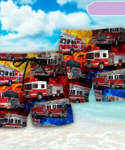 Fire Truck Fire Life Beach Short, Gift for Holiday Summer