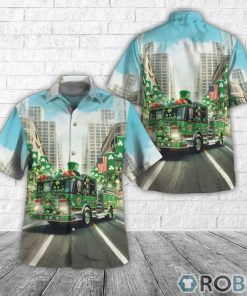 Fire Truck St Patrick’s Day Shamrock Summer Hawaiian Shirt