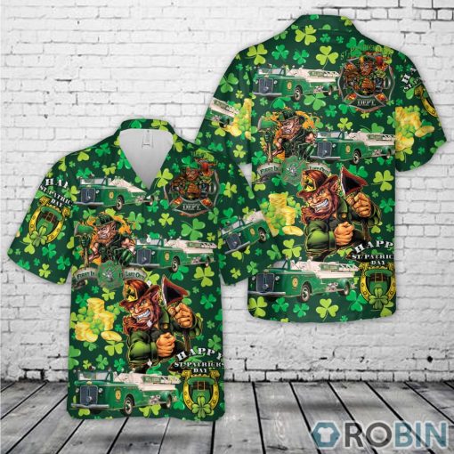 Fire Truck St Patrick’s Day Summer Hawaiian Shirt