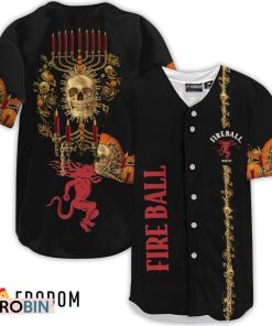Fireball Whisky Golden Skull And Pumpkin Baseball Jersey Shirt Style