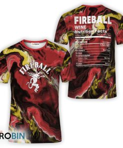 Fireball Whisky Red Abstract Liquid Marble All Over Printed T-Shirt
