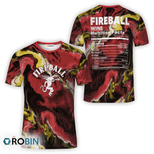 Fireball Whisky Red Abstract Liquid Marble All Over Printed T-Shirt