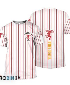 Fireball Whisky White Vertical Striped 3D Printed T-Shirt