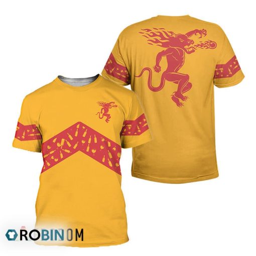 Fireball Whisky Yellow Wine Pattern All Over Printed T-Shirt