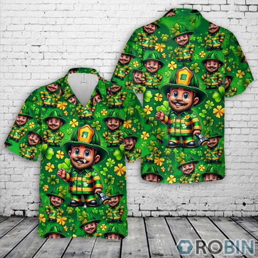 Firefighter Saint Patrick’s Day Leprechaun Funny Hawaiian Shirt