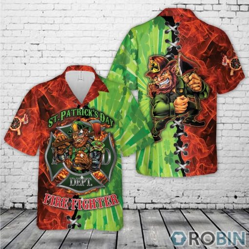 Firefighter Saint Patrick’s Day Leprechaun Hawaiian Shirt