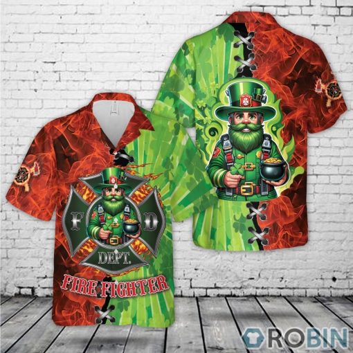 Firefighter Saint Patrick’s Day Leprechaun Summer Hawaiian Shirt