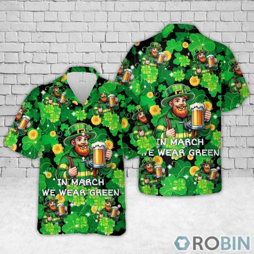 Firefighter Saint Patrick’s Day Leprechaun With Beer Hawaiian Shirt