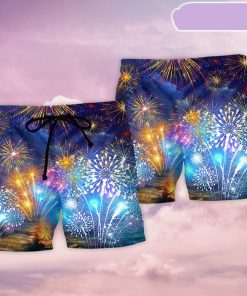 Firework By Night Beach Short, Gift for Holiday Summer