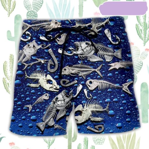 Fishing Sawbones Blue Basic Beach Short, Gift for Holiday Summer