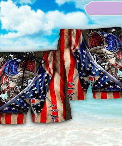 Fishing US Flag Cool Beach Short, Gift for Holiday Summer