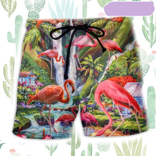 Flamingo Beautiful Landscape Amazing Beach Short, Gift for Holiday Summer