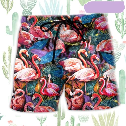Flamingo Coloful In Tropical Summer Beach Short, Gift for Holiday Summer