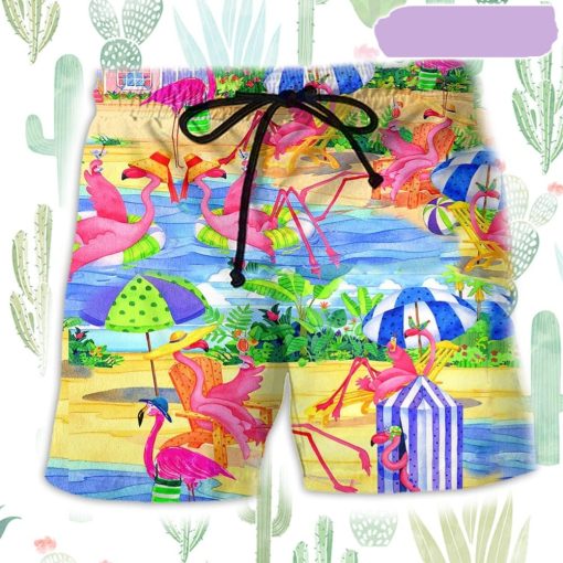 Flamingo Love Beach Summer Beach Short, Gift for Holiday Summer