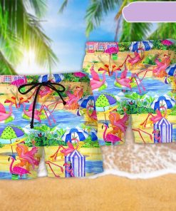 Flamingo Love Beach Summer Beach Short, Gift for Holiday Summer Flamingo Love Beach Summer Beach Short, Gift for Holiday Summer