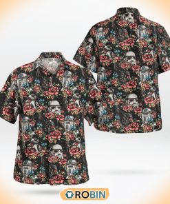Floral R2D2 Trooper Vader Helmet Hawaiian Shirt