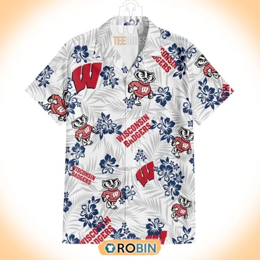 Floral Wisconsin Badgers Hawaiian Shirt