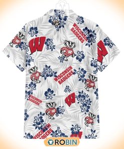 Floral Wisconsin Badgers Hawaiian Shirt Floral Wisconsin Badgers Hawaiian Shirt