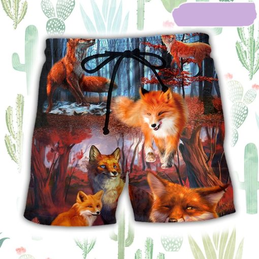 Fox Beautiful Red Forest Beach Short, Gift for Holiday Summer