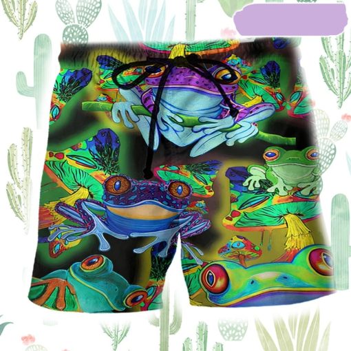 Frog And Mushrooms Love Life Beach Short, Gift for Holiday Summer