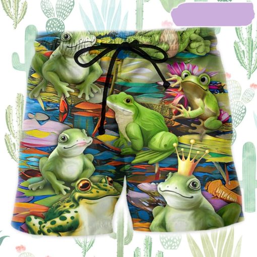 Frogs In Wonderland Summer Beach Short, Gift for Holiday Summer
