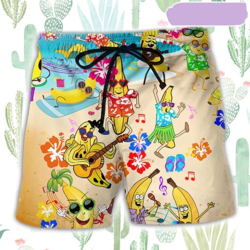 Fruit Banana Love Beach Light Color Beach Short, Gift for Holiday Summer