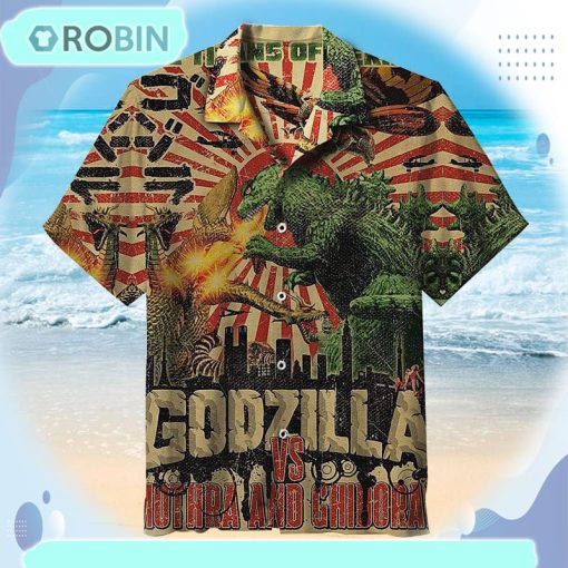 Godzilla vs Mothra and Ghidorah Hawaiian shirt