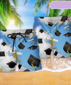 Graduation Blue Sky Peace Beach Short, Gift for Holiday Summer
