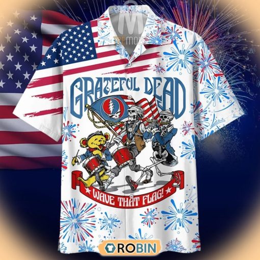 Grateful Dead Skeleton Celebrates Independence Day Hawaiian Shirt