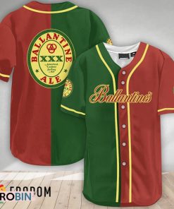 Green And Red Split Ballantines Baseball Jersey Shirt Style