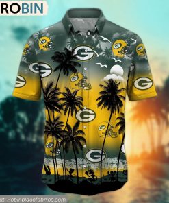 Green Bay Packers Aloha Palm Tree Hawaiian Shirt Green Bay Packers Aloha Palm Tree Hawaiian Shirt
