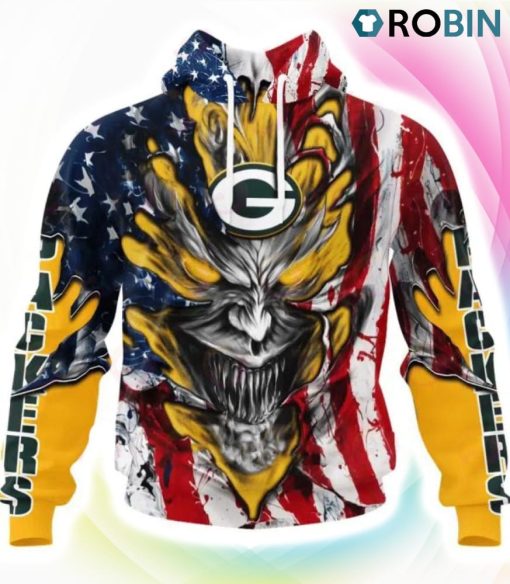 Green Bay Packers Demon Face Design 3D Hoodie, Green Bay Packers Gifts