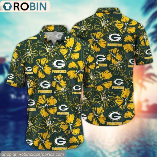 Green Bay Packers Hibiscus Tropical Pattern NFL Hawaiian Shirt