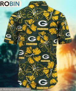 Green Bay Packers Hibiscus Tropical Pattern NFL Hawaiian Shirt