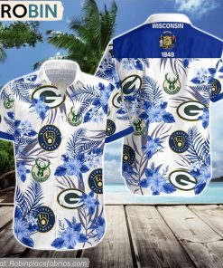 Green Bay Packers, Milwaukee Brewers, Milwaukee Bucks Hawaiian Shirt