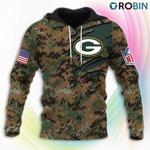 Green Bay Packers NFL Honor US Marine Veterans 3D Hoodie, Packers Merch
