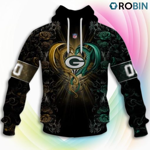 Green Bay Packers NFL Rose Dragon 3D Hoodie, Green Bay Packers Merch