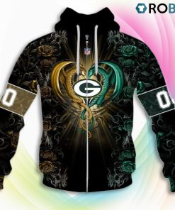 Green Bay Packers NFL Rose Dragon 3D Hoodie, Green Bay Packers Merch