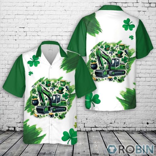 Green Excavator St. Patrick’s Day Hawaiian Shirt