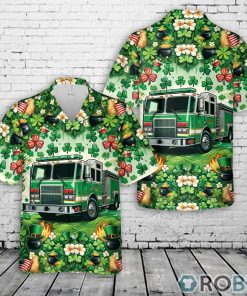 Green Fire Truck Patrick’s Day Hawaiian Shirt