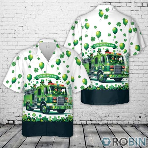 Green Fire Truck Patrick’s Day Summer Hawaiian Shirt