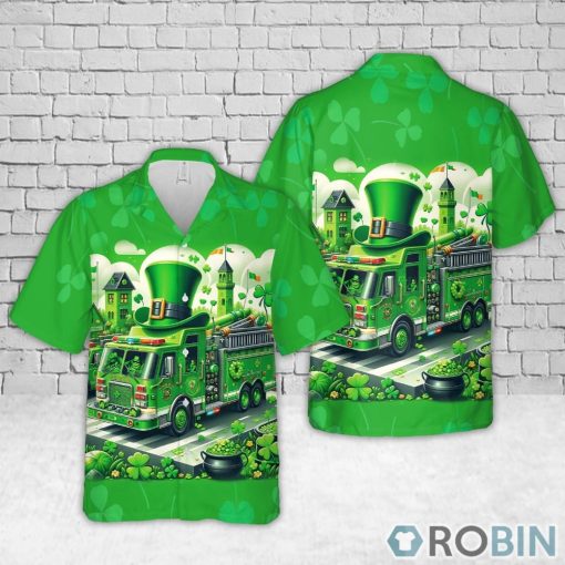 Green Fire Trucks Patrick’s Day Green Hawaiian Shirt