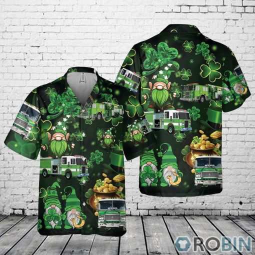 Green Fire Trucks Patrick’s Day Pocket Hawaiian Shirt
