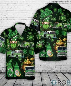Green Fire Trucks Patrick’s Day Shamrock Summer Hawaiian Shirt