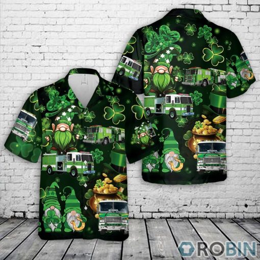 Green Fire Trucks Patrick’s Day Shamrock Summer Hawaiian Shirt