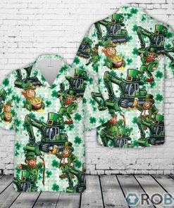 Green Leprechaun Excavator, St Patrick’s Day Hawaiian Shirt Green Leprechaun Excavator, St Patrick’s Day Hawaiian Shirt